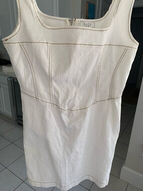 light denim Dress with Brown Contrast Stitching